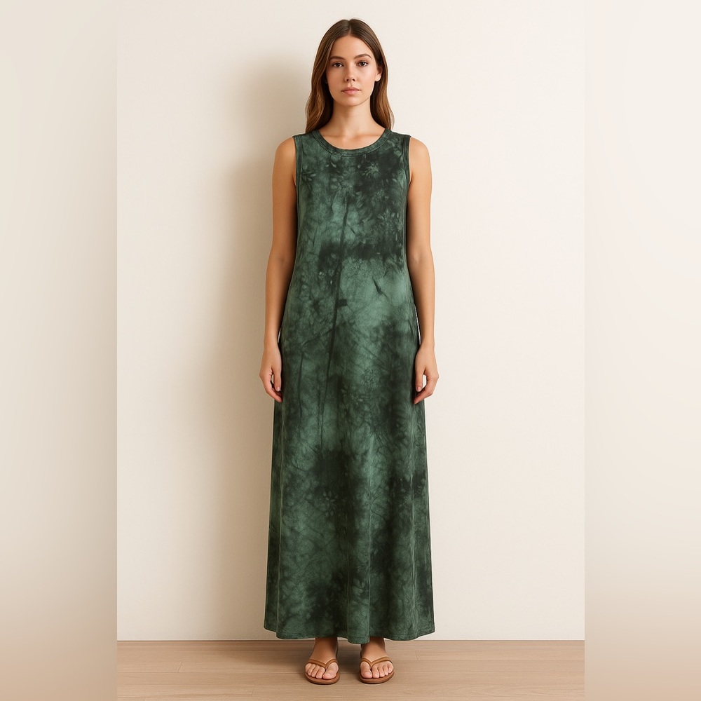ANRABESS Tie-Dye Green Maxi Dress